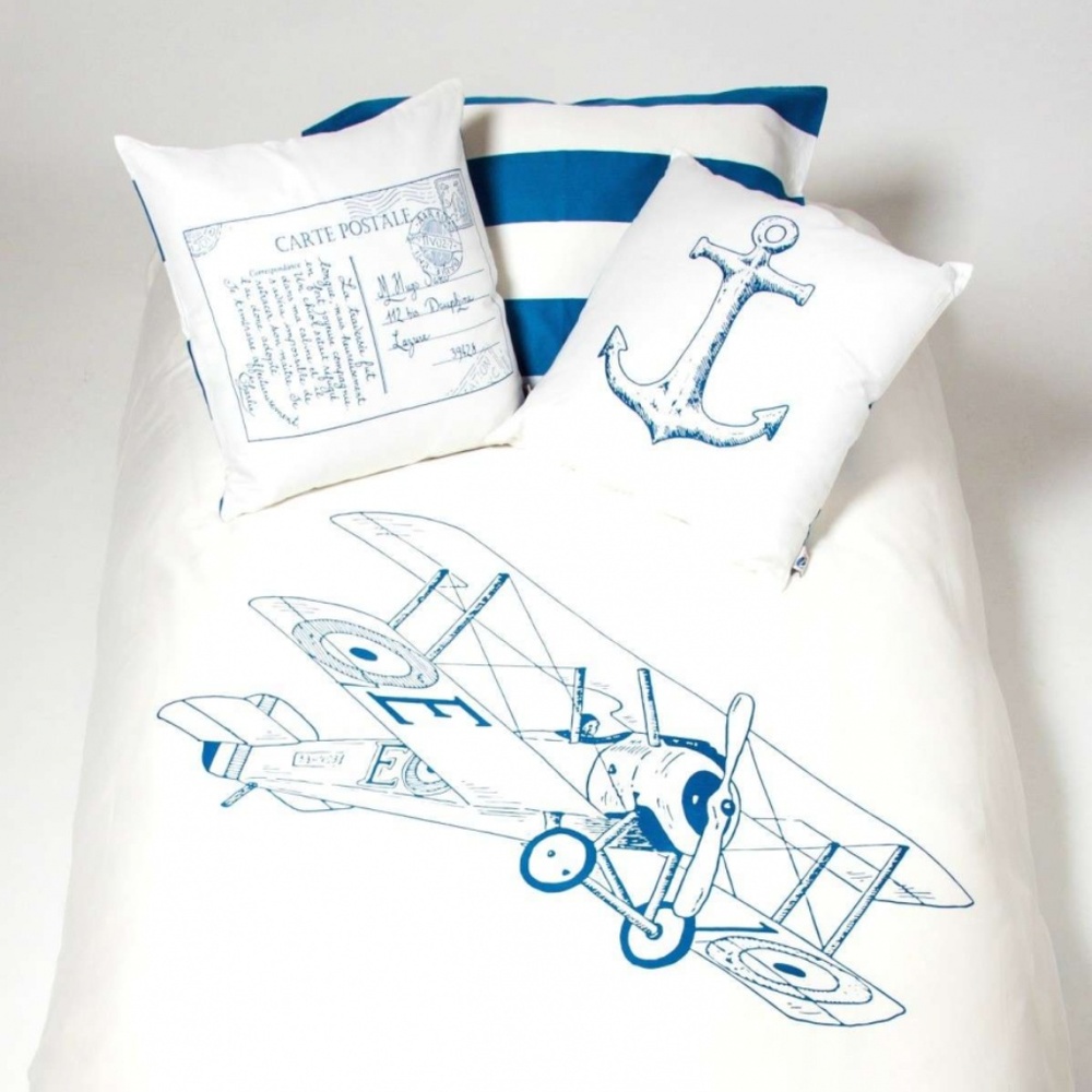 ORGANIC COTTON BIPLANE DUVET COVER TWIN